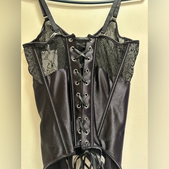 Acelandy Black Lace Corset Lingerie Top W/ Garter Size S/M NWT - Picture 5 of 13